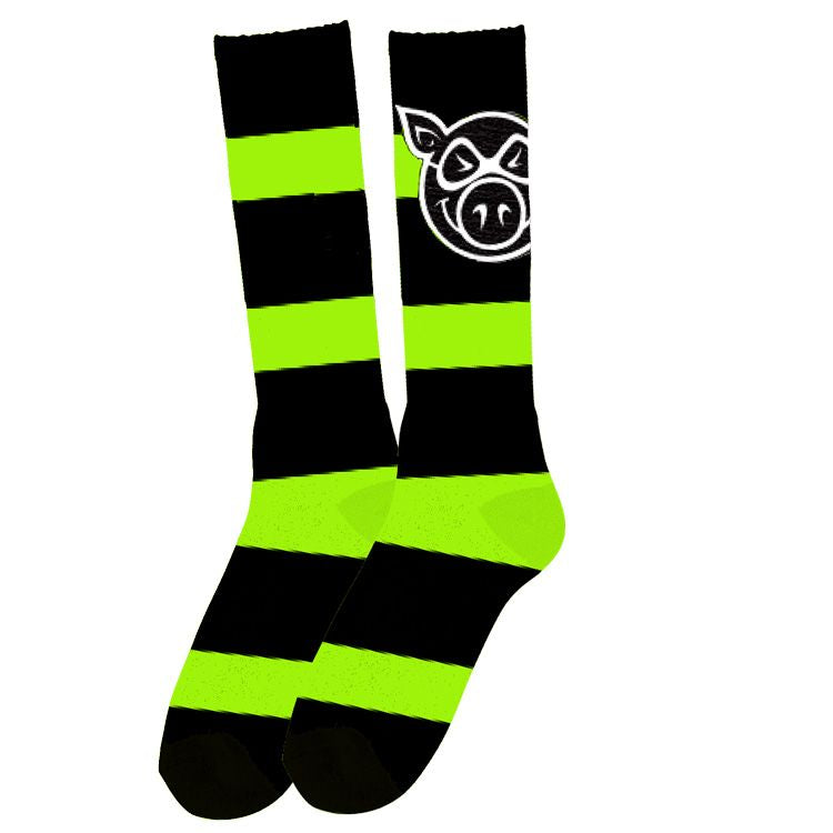 Pig Head Striped Tall Socks