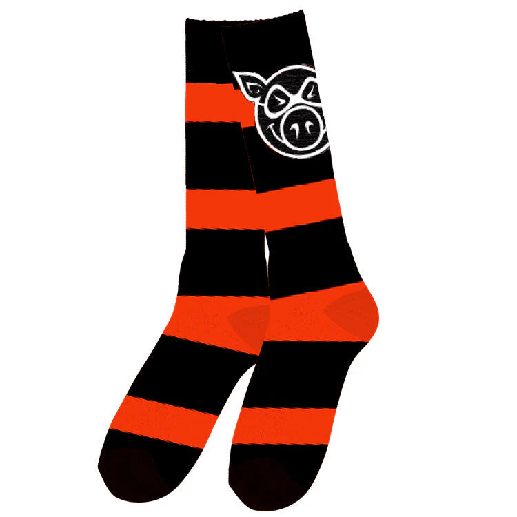 Pig Head Striped Tall Socks