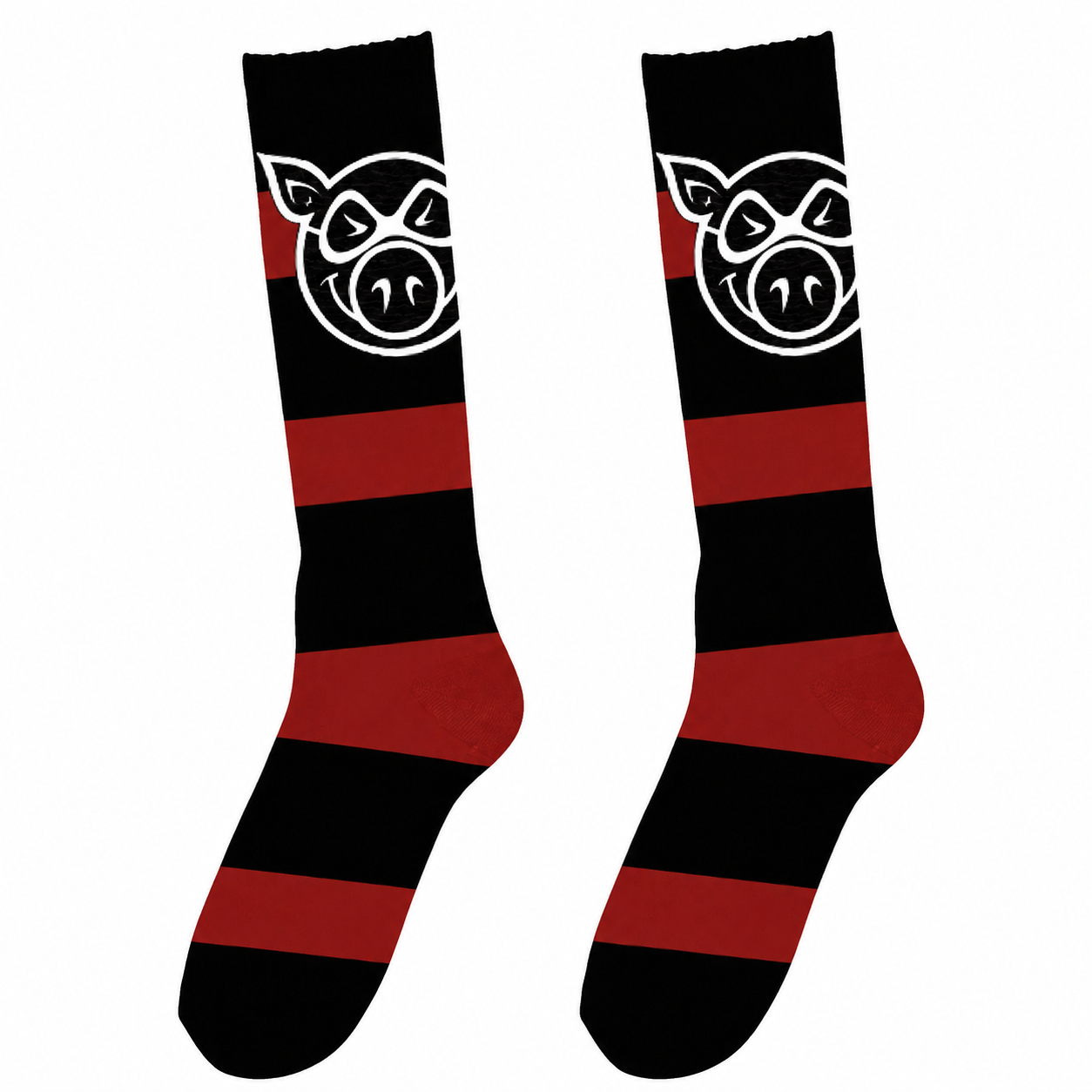 Pig Head Striped Tall Socks