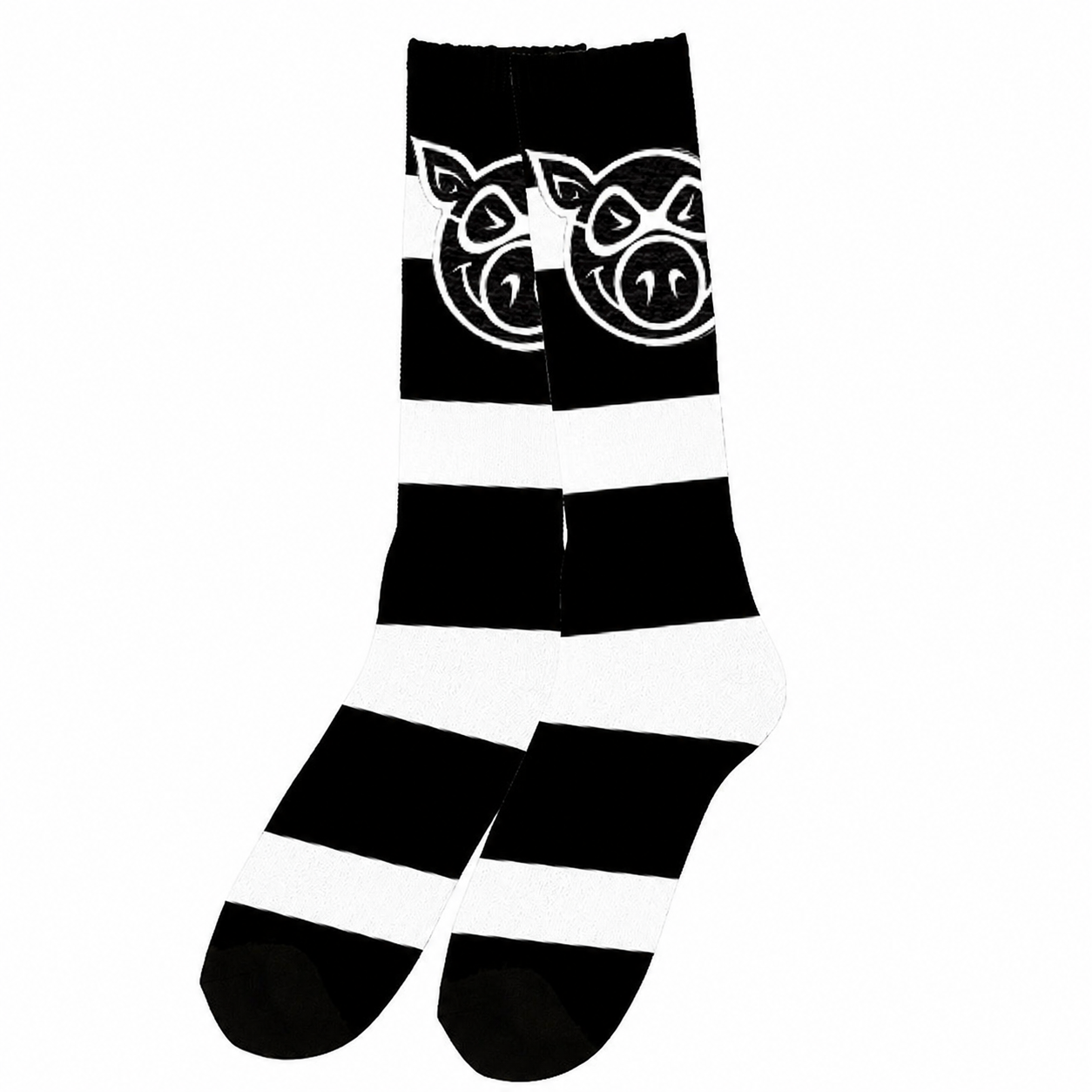 Pig Head Striped Tall Socks